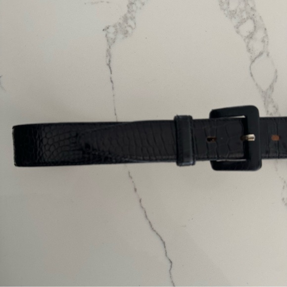 Vintage Banana Republic Crocodile Embossed Leather Belt Square Buckle in Black S - Picture 7 of 7